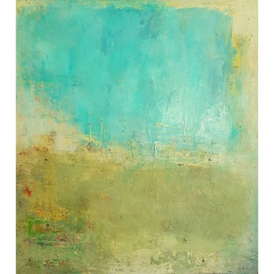 Olive and Aqua Landscape- 32" x 36"