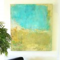 Olive & Aqua Color Field - 32" x 36"