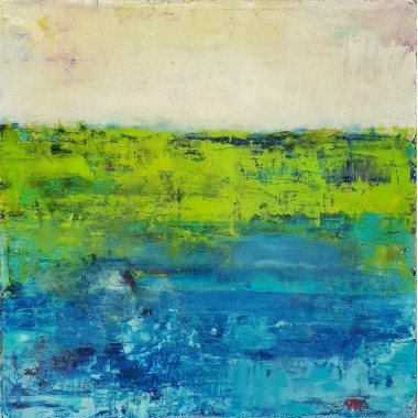 Horizon in Blue & Green - 15" x 15"